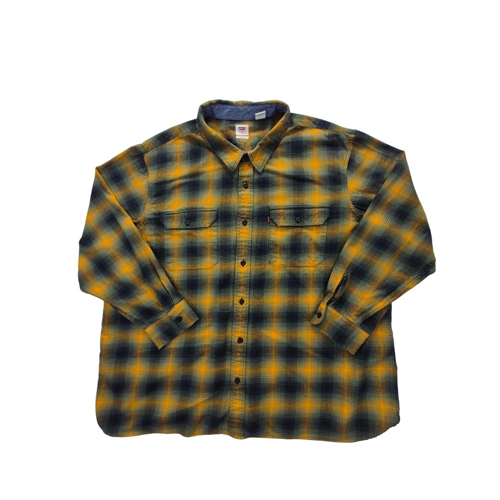 Levi's Relaxed Fit Flannel Shirt Men's 3XL Yellow Green Plaid Cotton 19587